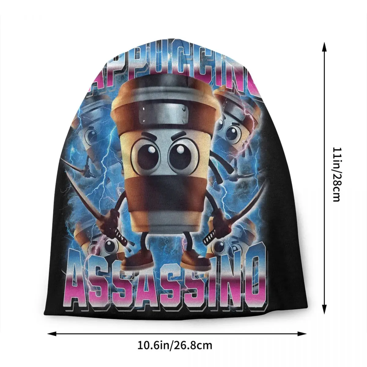 Custom Italian Brainrot Comic Vintage Beanie Cap Unisex Winter Bonnet Femme Knitted Hats Cool Outdoor Rock Skullies Beanies Hats