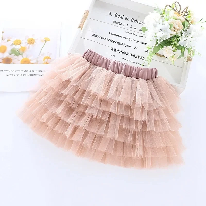 

2025 Summer Six-layer Gauze Girls Skirts Children Princess Dance Tutu Parent-Child Mesh Skirt Toddler Girl Cake Skirt 2-15 Years