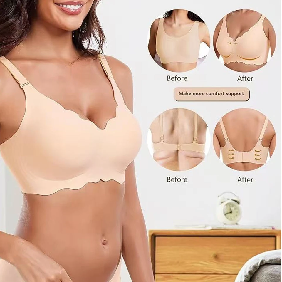 Reggiseno push up morbido da donna Reggiseno imbottito rimovibile senza ferretto Comfort senza cuciture Reggiseno quotidiano a copertura totale per donna