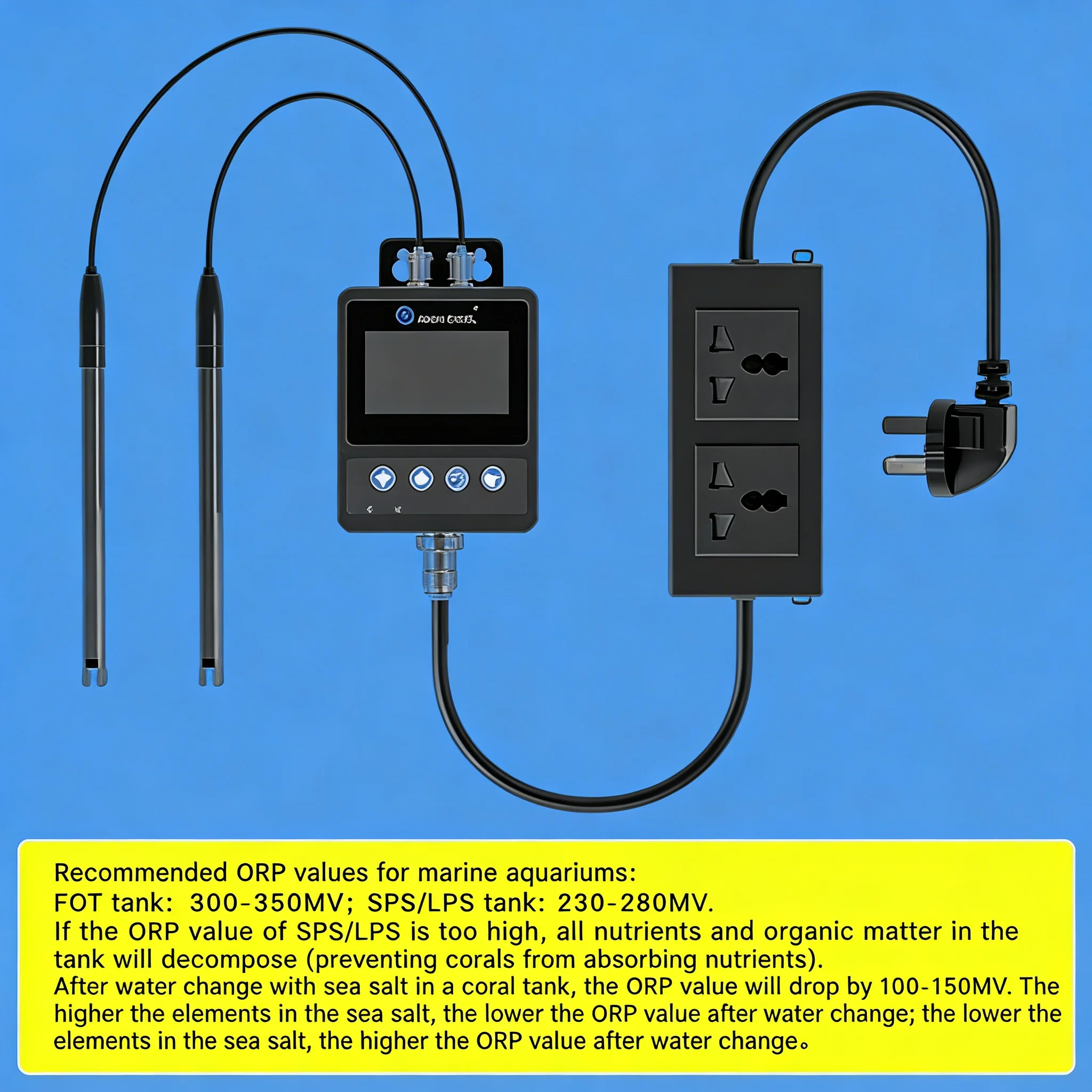 AQUA EXCEL 100-240V AE-PH & ORP 2-in-1 Monitoring Controller Precision Water Quality Management for SPS Reef Tanks