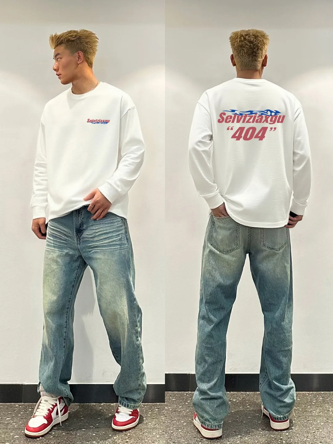100% Cotton White O-Neck Long sleeves T-shirt Men Autumn 2025 New Street Sports Gym Letter Print T-shirt Y2k Top Man clothing - Image 4