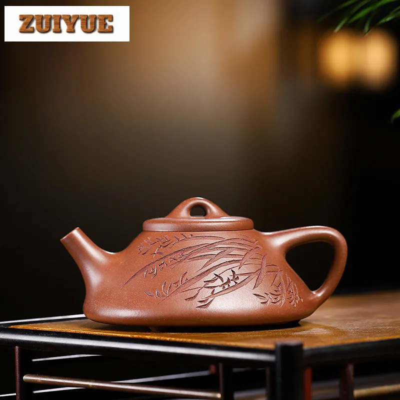 

180ml Boutique Yixing Purple Clay Teapots Handmade Stone Scoop Pot Raw Ore Dicaoqing Mud Tea Maker Kettle Zisha Tea Set Cha Gift