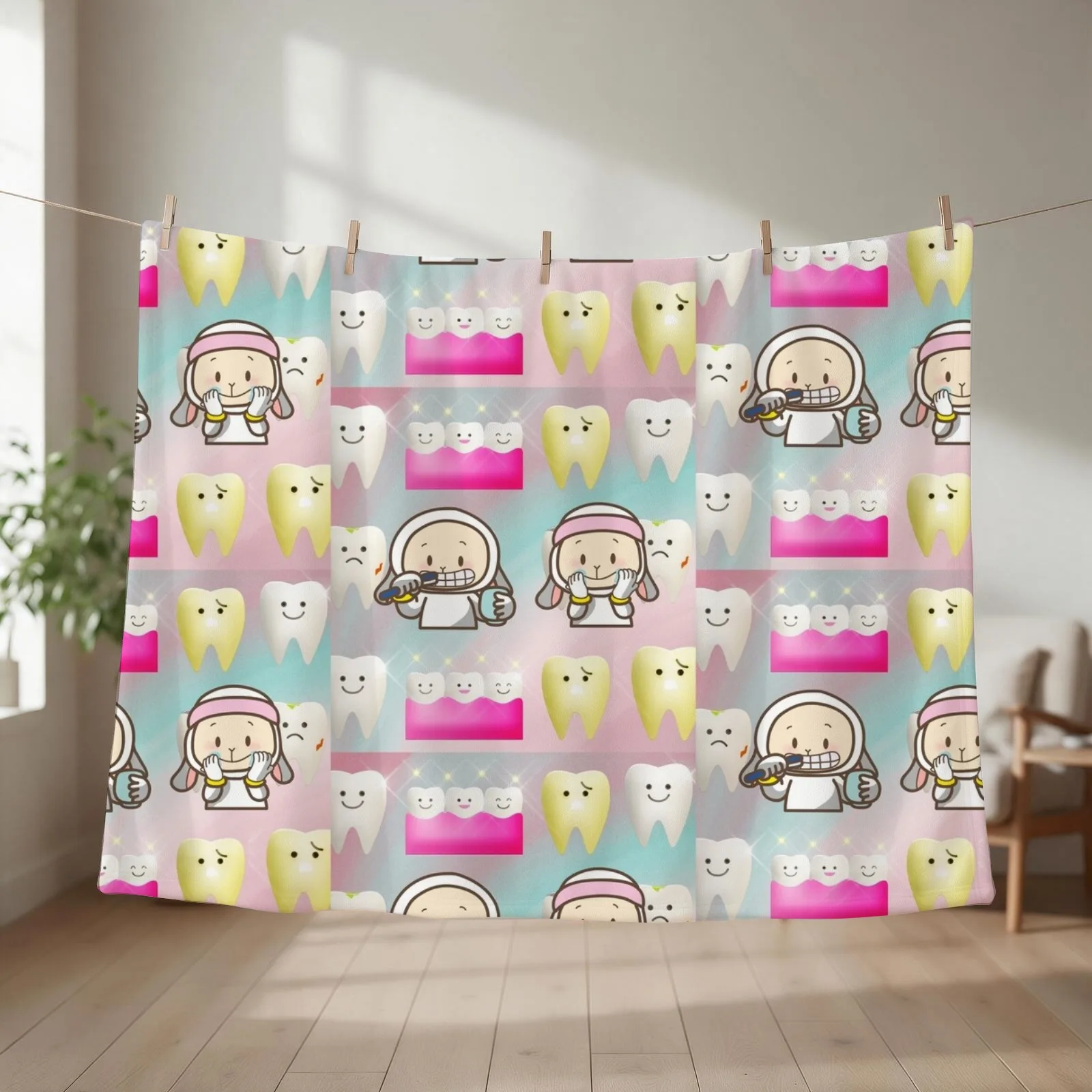 Brush your teeth and visit the dentist! Throw Blanket couch cozy soft plush fuzzy picnic outdoor blanket