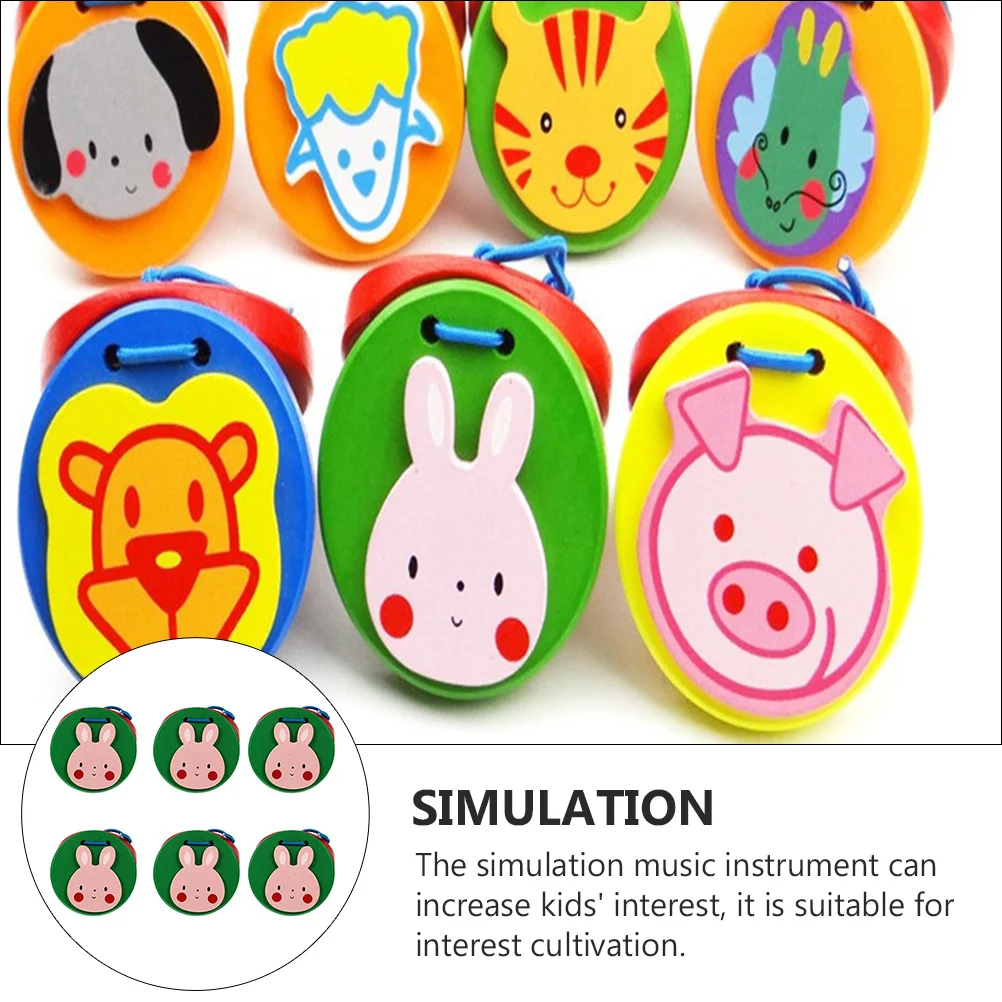 

6 Pcs Castanets Toy Orff Musical Instrument Children Wooden Teaching Aid Toddler