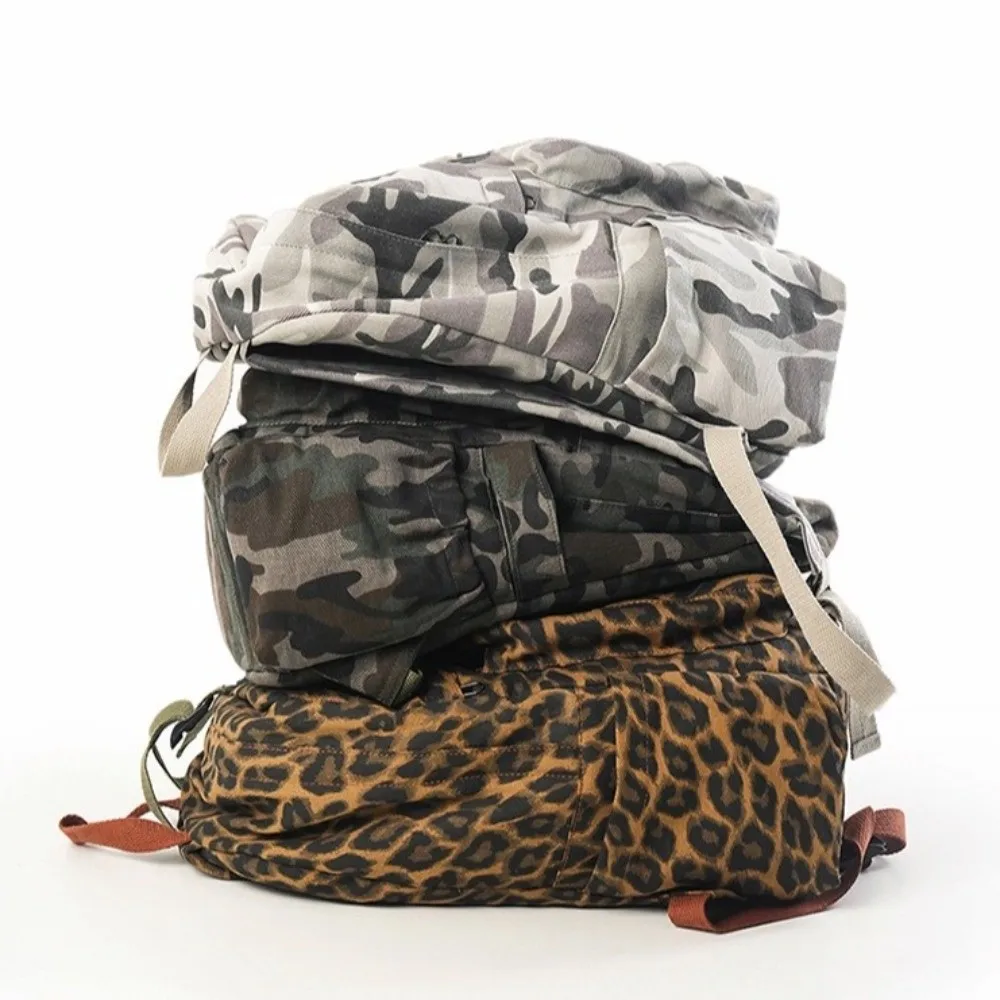 Retro Canvas Canvas Backpack Leopard Pattern Large Capacity College Rucksack Double Shoulder Print Backpack Unisex