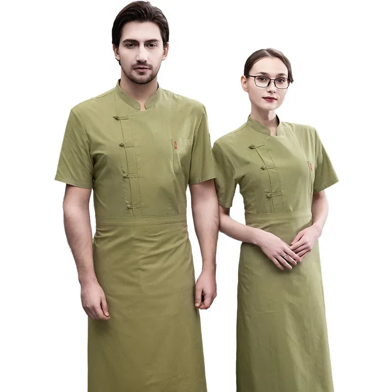 Veste de chef de restaurant occidental pour hommes, vêtements de travail de cuisine, uniforme de cuisine, chemise de chef unisexe, cuisine de Chamonix, Y Fast Food, été, 73