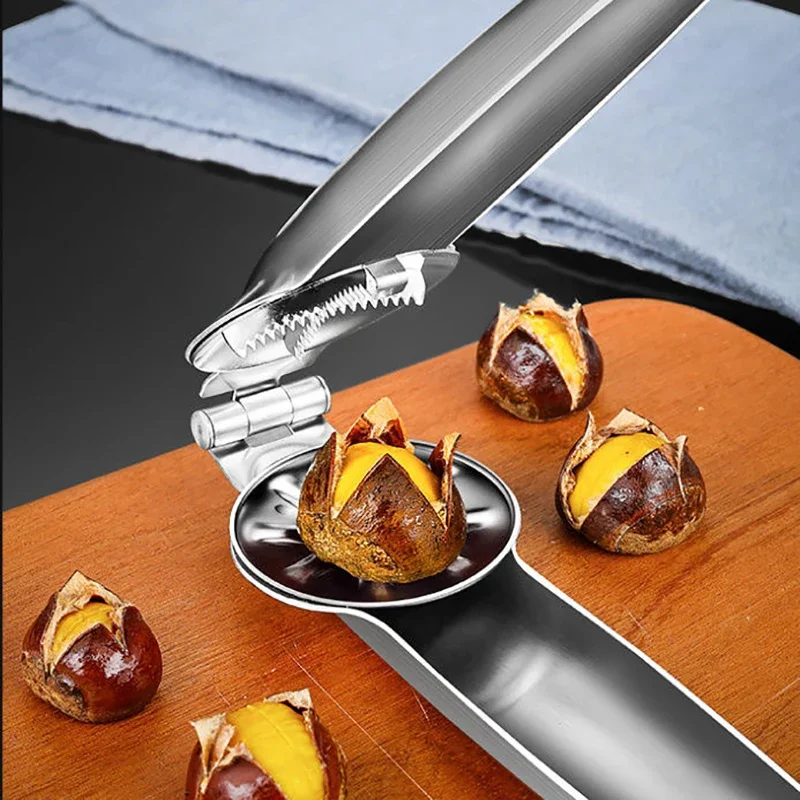Stainless Steel Quick Chestnut Opener Quick Clip Walnut Pliers Cutter Opener Nut Cracker Sheller Kitchen Tools 2 in1 Nut Cracker