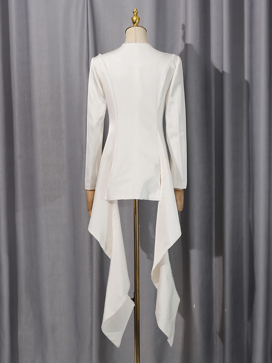 VGH Designer British Style Slimming Hollow Out Jackets For Women Deep V Neck Long Sleeve Autumn Sexy Jacket Female Fashion New