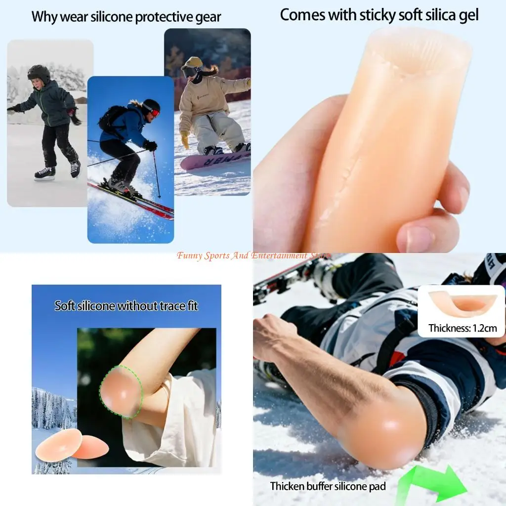 C4DE Shock Absorption Silicone Elbow Cushion Pad For Skiing Snowboarding Ice Skating