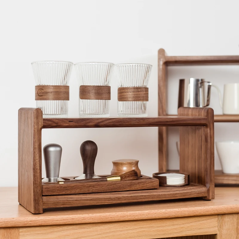 

Black walnut solid wood shelf water cup tea set coffee cosmetics snack locker retro desktop storage box