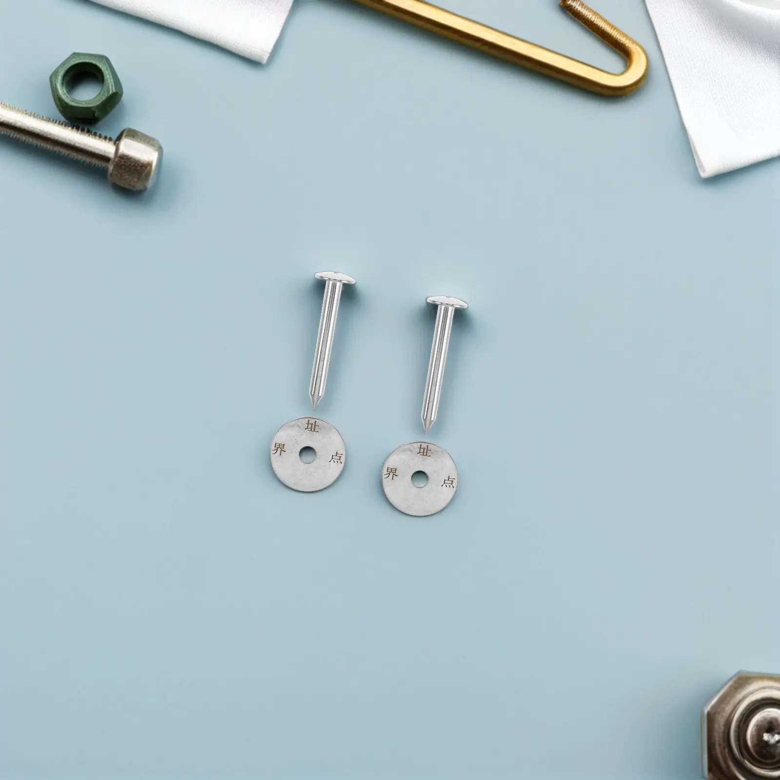 Professional Stainless Steel Nail Survey Markers Low Profile Ground Stakes Metal Survey Pins Property Line Markers