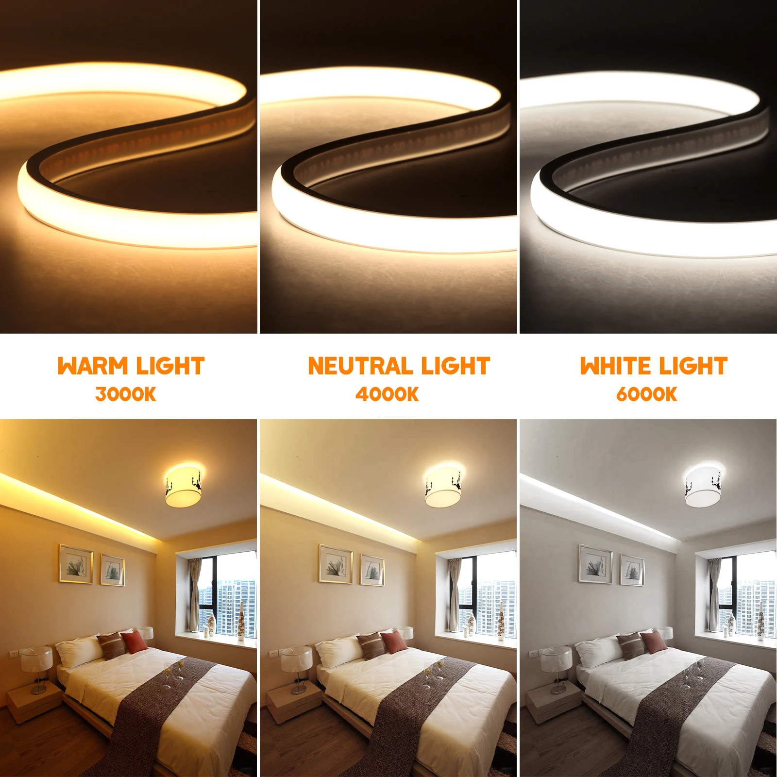 220v cob neon led luz de tira à prova dwaterproof água com dimmer/interruptor plug 288leds/m alta densidade flexível fita de néon iluminação linear 1-50m