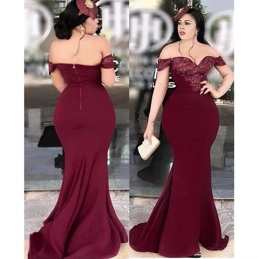 

2024 Burgundy Cheap Sexy Evening Dresses Sweetheart Lace Beaded Prom Dresses Mermaid Formal Party Gowns