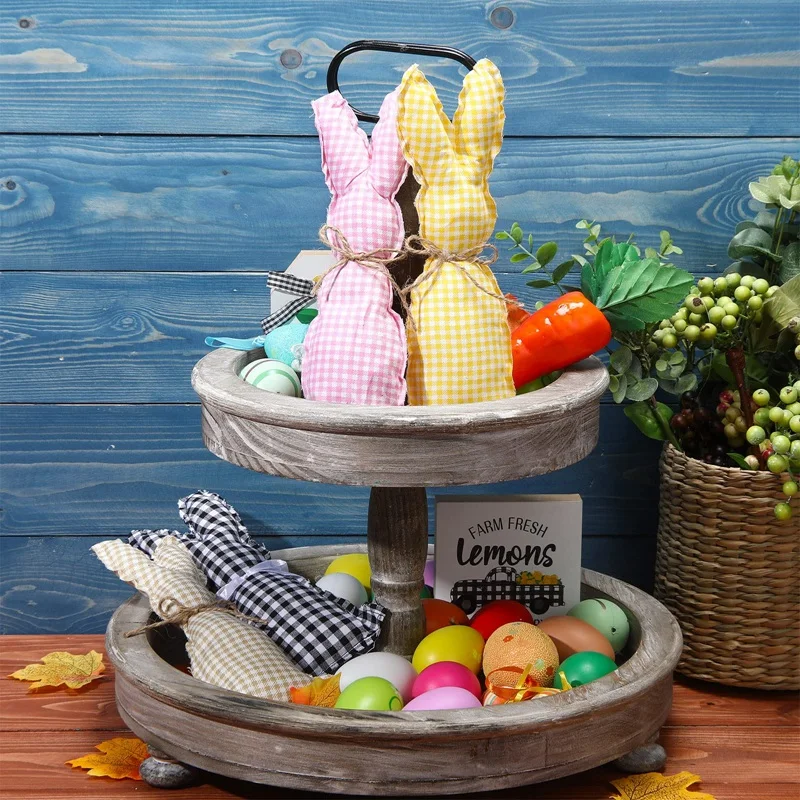 4Pcs Easter Cloth Rabbit Ornament Fabric Ornaments For Easter Home Party Table Decoration Kids Crafts Supplies