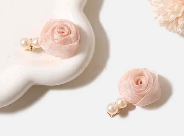 Gentle little rose hairpin, exquisite side clip, high-end bangs clip, top clip headdress