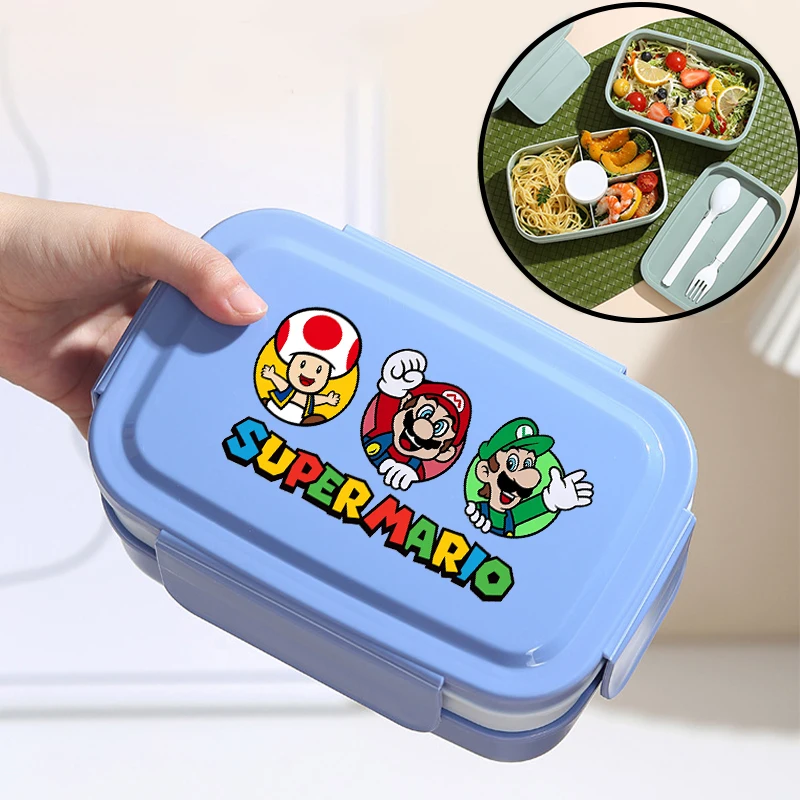 

Super Mario Bro Large Capacity Double-layer Lunch Box Anime Cartoon Fashion Food Container Students Portable Bento Box Gifts