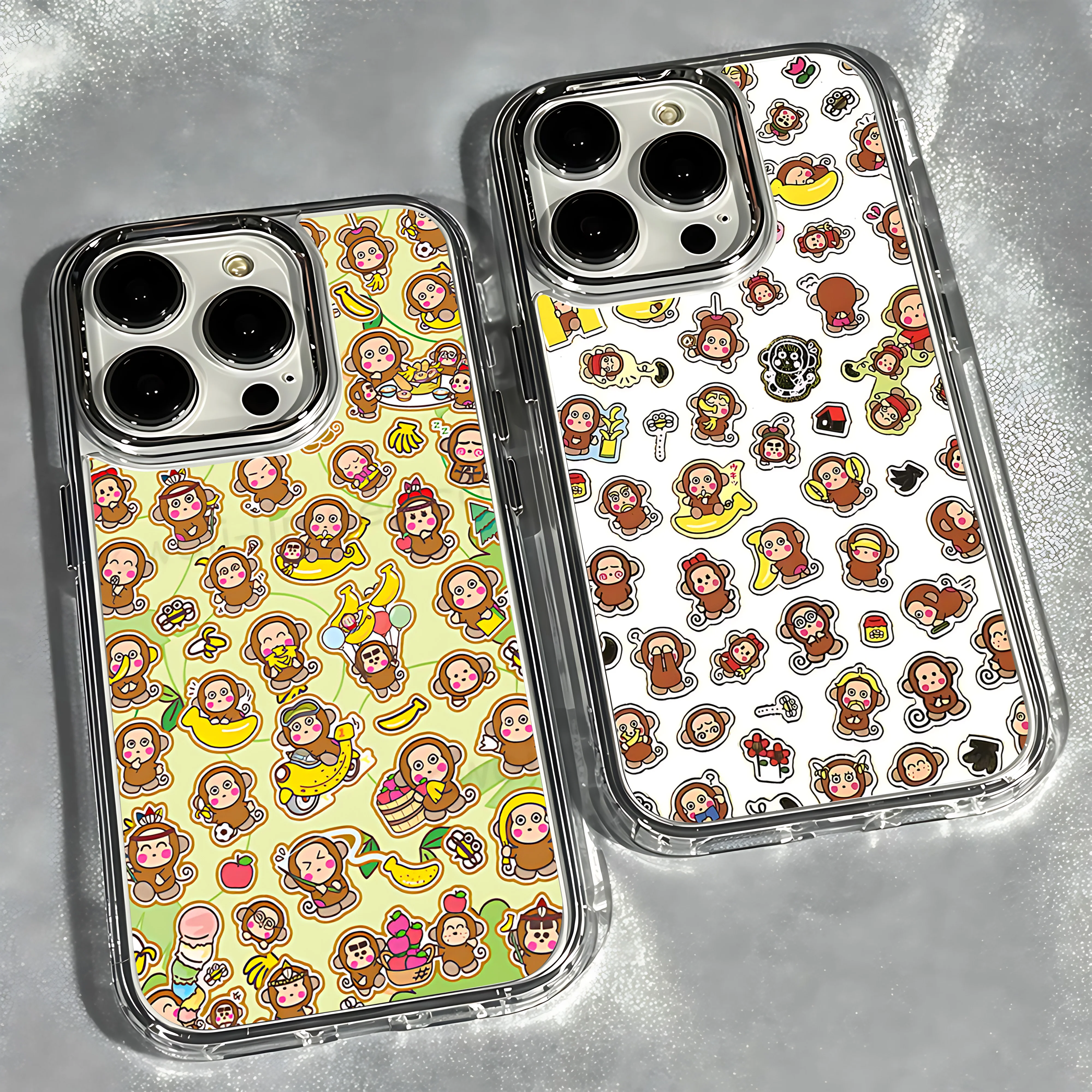 Cartoon Banana Monkey Phone Case for Samsung Galaxy S26 S25 S24 S23 S22 S21 S20 Note20 FE Ultra Edge Plus 4G 5G Clear