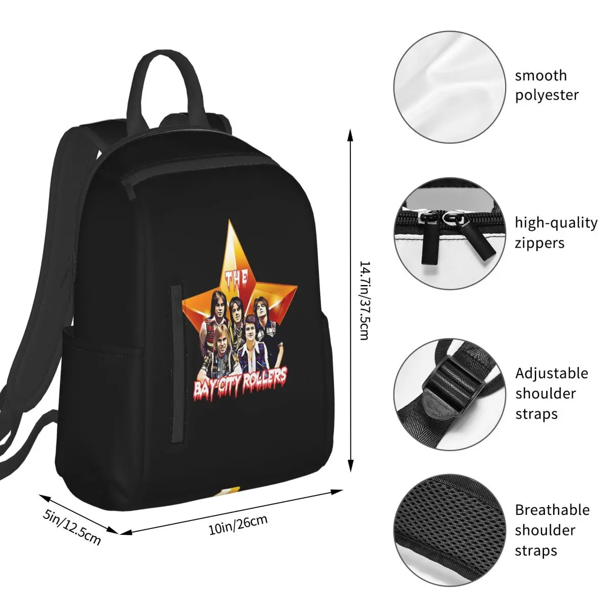 Vintage Band Bay City Rollers Music Rock (2) Backpack Student BookBag Boys Girls School Bag Laptop Shoulder Bags Men Women