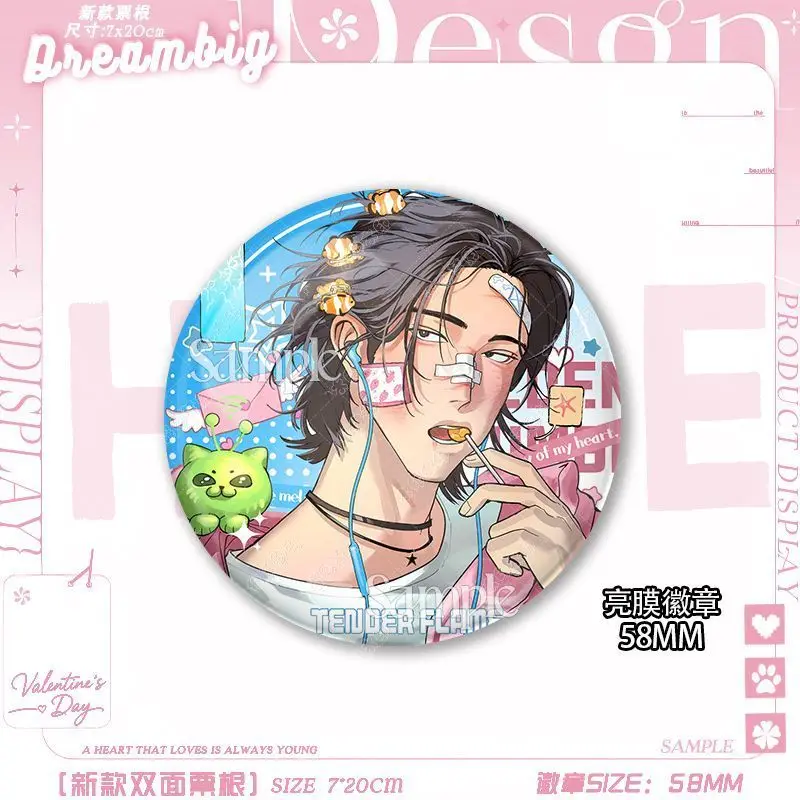 Master‑Peace 58mm Badge Ju Incheol Ahn Pyeonghwa BL Korean Manhwa Merch Collectible Beautiful Baseball Hat Fabric Decoration Pin