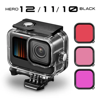 GoPro Hero 11 10 9 שחור עמיד למים מקרה דיור צלילה מגן מתחת למים צלילה כיסוי 60M Pro עבור 9 10 11 GoPro Accessorie