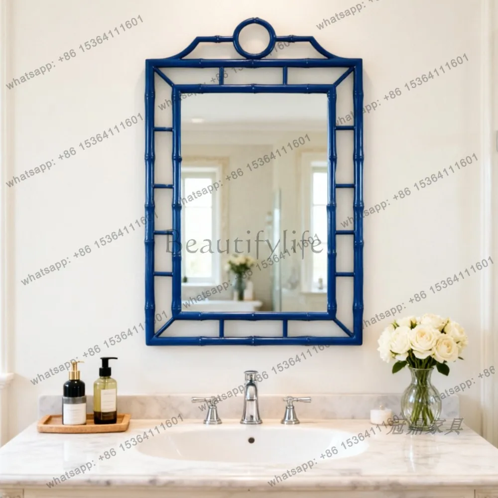 YJ New Chinese Wall Mount Mirror Mid‑Century Vanity Unit For Bathroom Hotel Washstand Home Decor