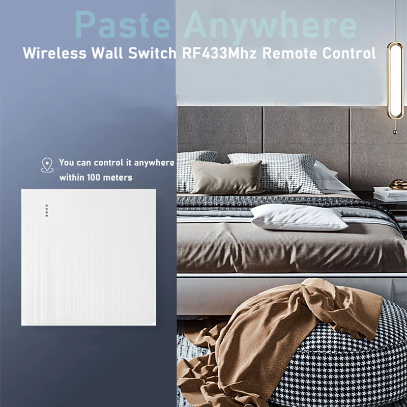 Szaoju 86 Wireless Smart RF 433Mhz 100-220V Wall Panel with Remote Control Mini Relay Receiver Home Led Light Lamp Switch