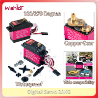 Digital Servo 20KG with 25T Arm 180/270 Degree High Speed Waterproof IP66 Copper Gear Motor for 1/8 1/10 RC Cars DIY Toys
