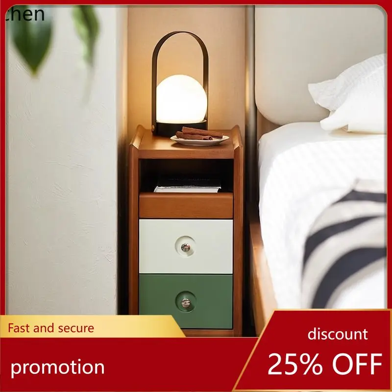 

ZML Bedside Table Vintage Style Solid Wood Bedside Table Simple Small Apartment Bedroom Bedside Storage Small Cabinet