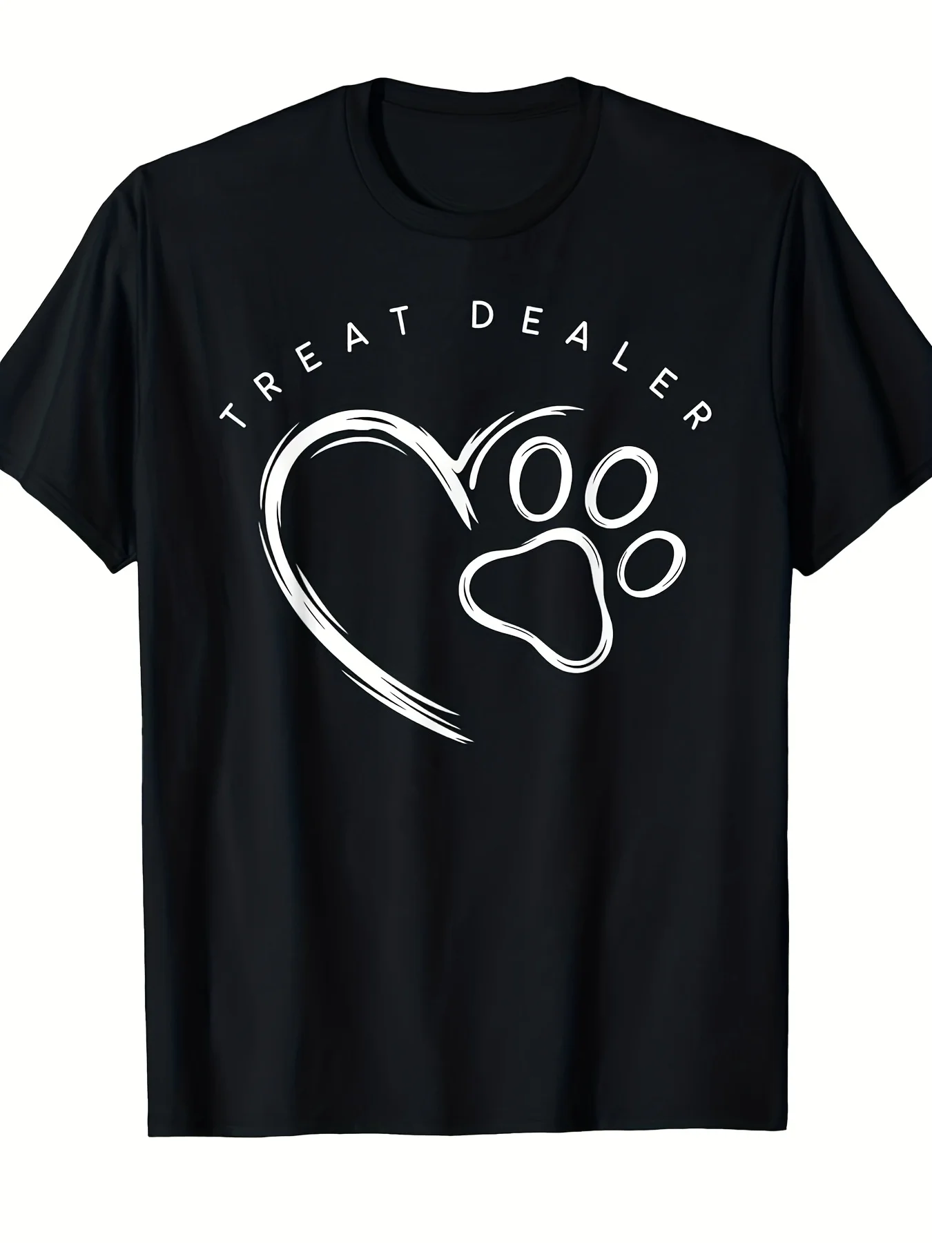 Men's & Unisex Dog Lover T-Shirt - Retro Paw Print & Treat Dealer Graphic Tee, Short Sleeve Casual Shirt Suitable for Pet Owners, Machine Washable Round Neck Top for Casual Attire, Year-Round Apparel ( Sizes)