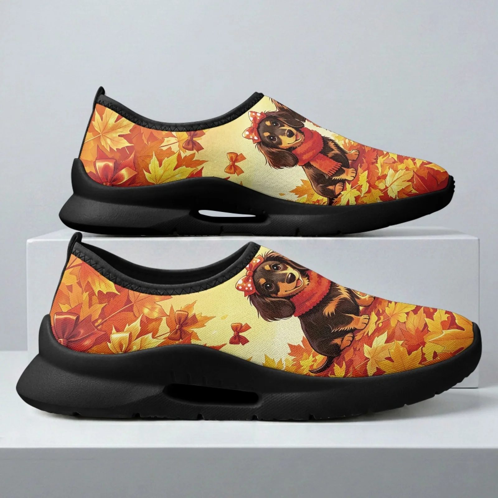 PENSTROLL Dachshund Maple Leaf Round Toe Casual Shoes for Men Summer Walking, Lightweight Casual Walking Shoes