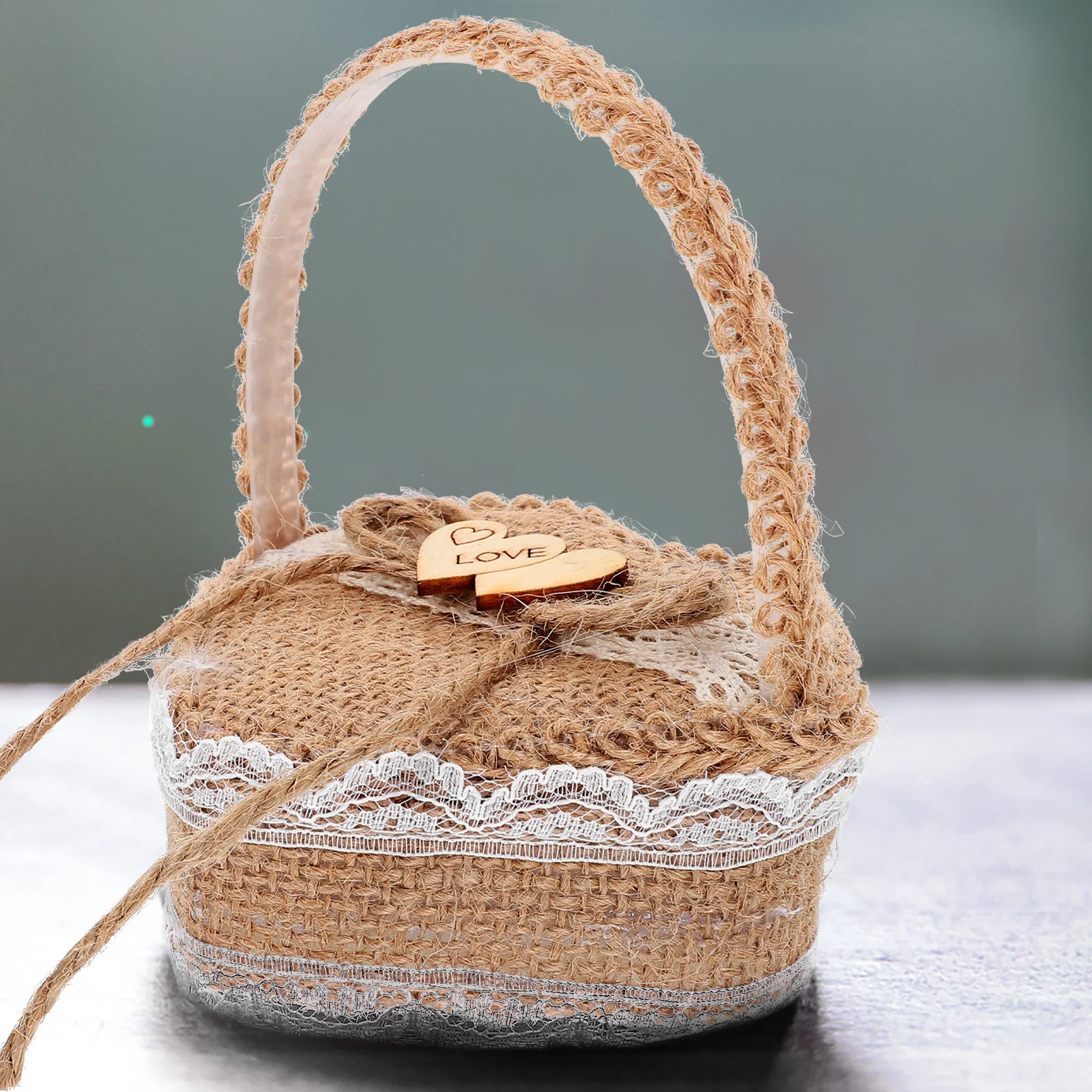 Ring Box Container Wedding Gift Engagement Basket Ceremony Baskets Holder Jewelry Creative Storage for Rings Rustic The