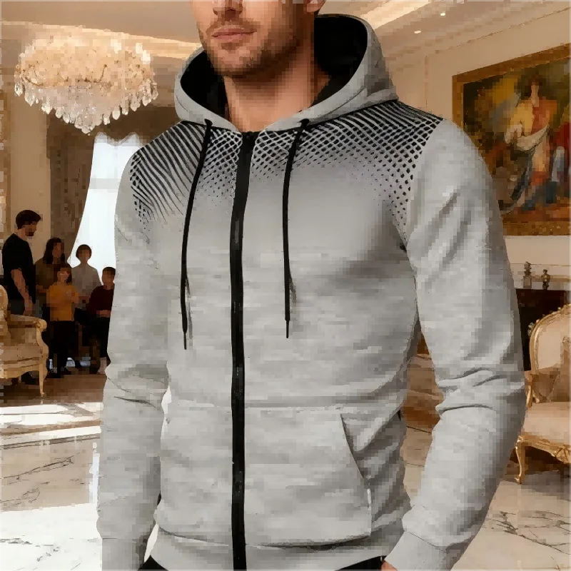 سترة رجالية معطف خارجي هوديي الخريف سستة إغلاق سترة بلون عادية كم طويل بلوزات معاطف فضفاضة الذكور Clothi #4