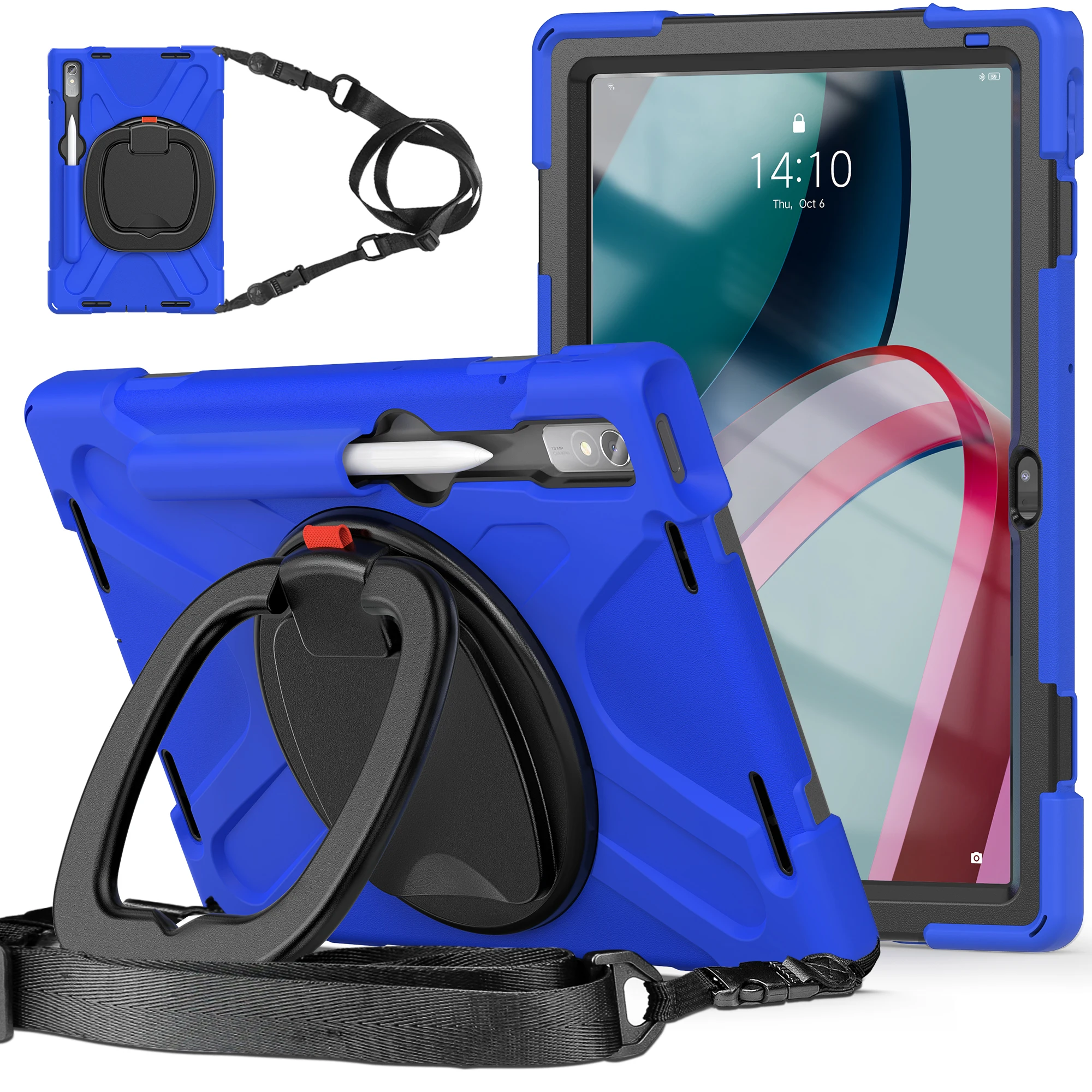 

Вращающийся на 360° детский чехол для Lenovo Tab P11 Pro Gen2 Xiaoxin Pad Pro 2022 11,2 дюйма TB-132FU 138FC, бронированный чехол-подставка, плечевой ремень