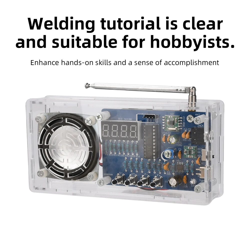 DIY FM Radio Electronic Kit 87.5MHz~108MHZ Digital Tube Display FM Radio Electronic Soldering Learning DIY Electronic Kit