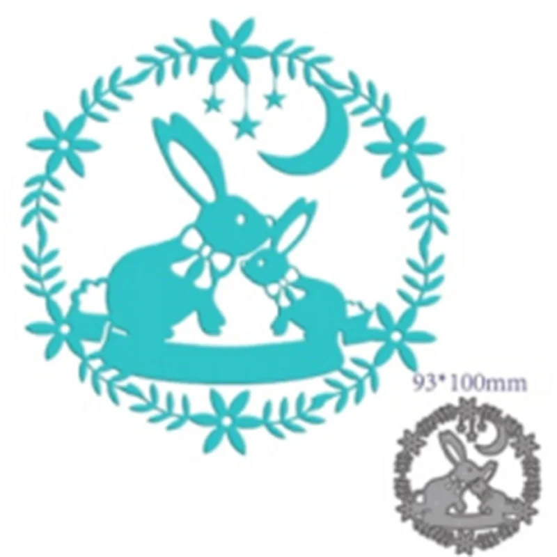 Kawaii Easter Wreath Rabbit Metal Cutting Dies DIY Scrapbook Die Cutout Wedding Party Craft Card Embossing Making Decora Stencil