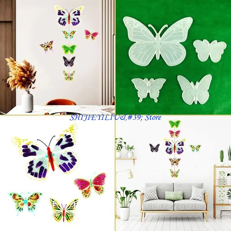 E21F 4Pcs Silicone Molds for DIY Keychain Pendant Charms Epoxy Resin Jewelry Making