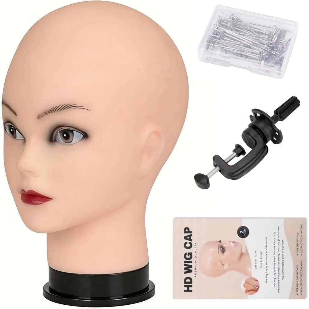Bald Mannequin Head for Wigs, Cosmetology Doll Head for Hair Styling