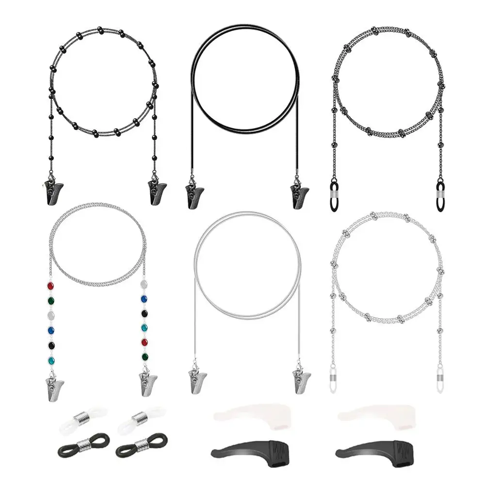 

Drop Shipping Eyeglass Chains for Women with Clips Fashion Beaded Necklace Holder Mask Lanyard Around Neck Sunglass Cords