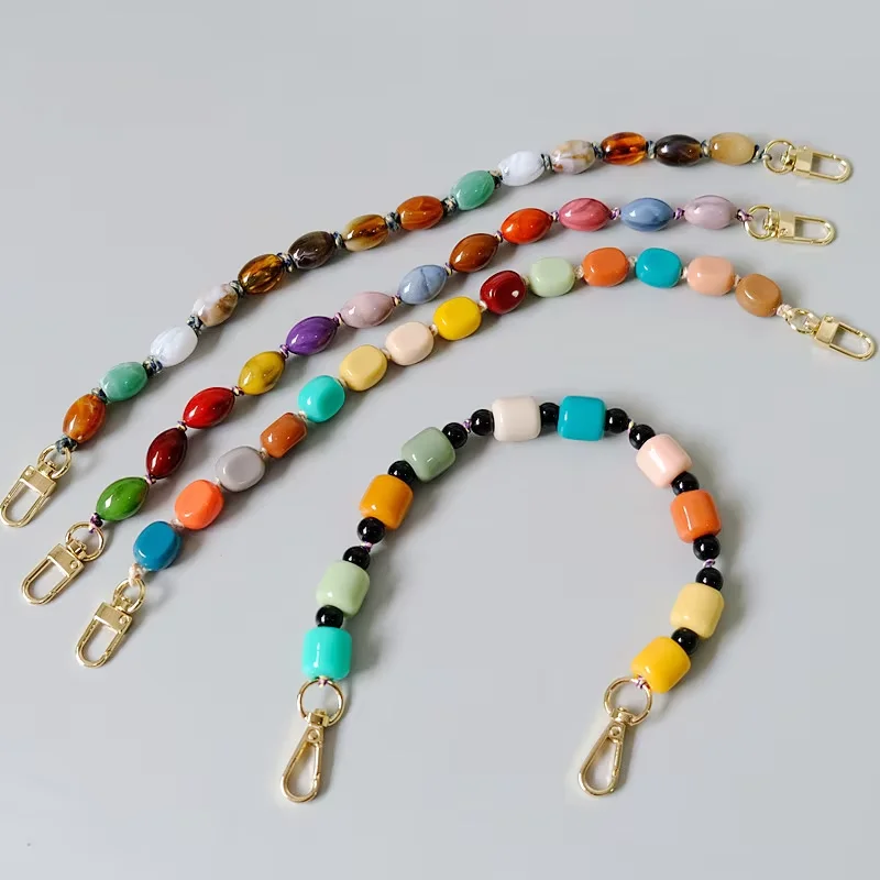 Woman Bag Accessory Colorful Acrylic Resin Bead Part Handcrafted Wristband Cute Phone Case Strap Women Bag Handle Chain
