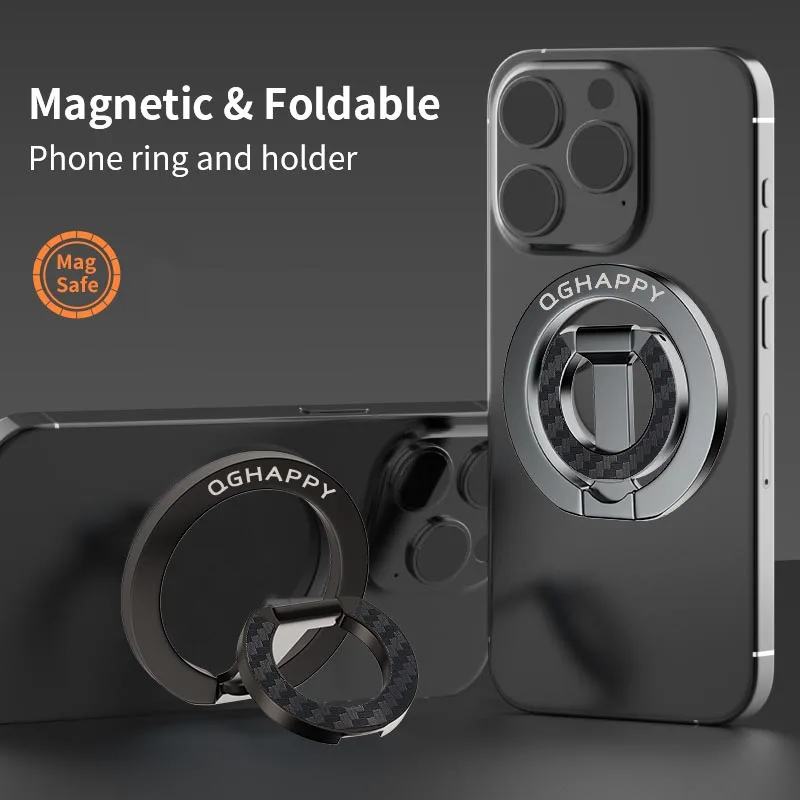 

Double Magnetic Cell Phone Ring Holder Compatible with iPhone 16 12 13 14 15 Series MagSafe Removable Cell Phone Grip Kickstand