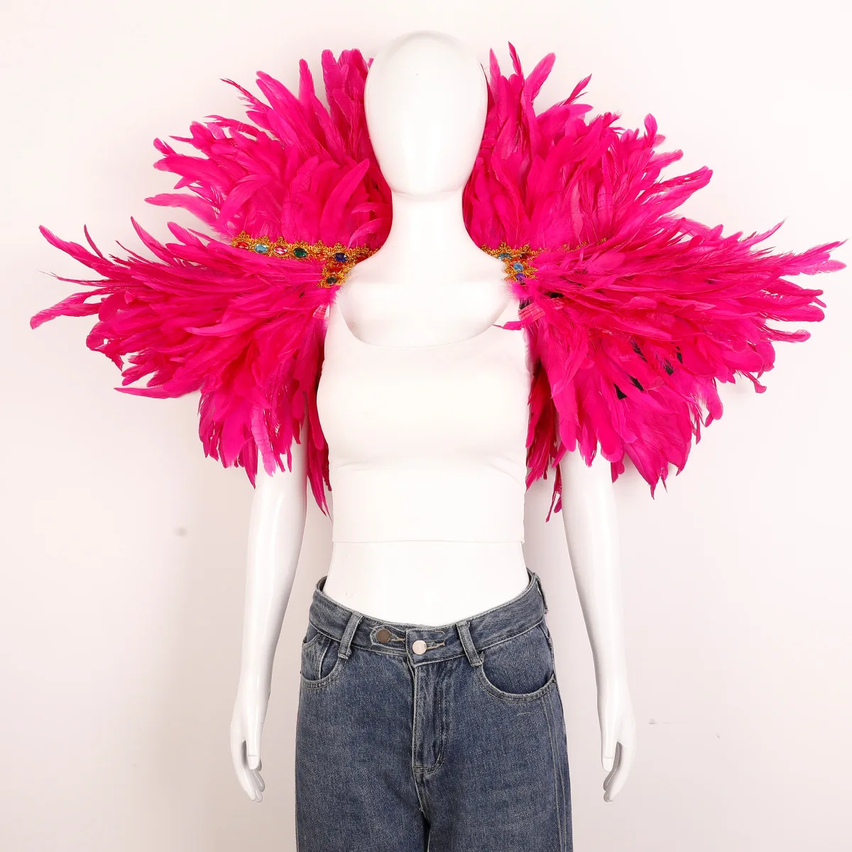 Feder Schal Halloween Karneval Kostüm Runway Leistung Ball Weste Schal Mantel Party Schal Cosplay Frau Schal – Detail 11