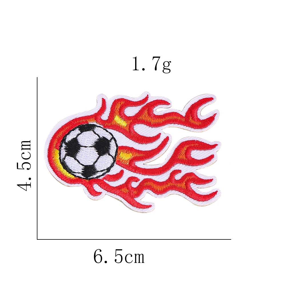 Sportlicher Flammen-Fußball-Stickerei-Aufnäher zum Aufbügeln oder Aufnähen für Sportbekleidung, dekorative Applikationen, Kleidung, Taschen, Dekoration – Detail 6