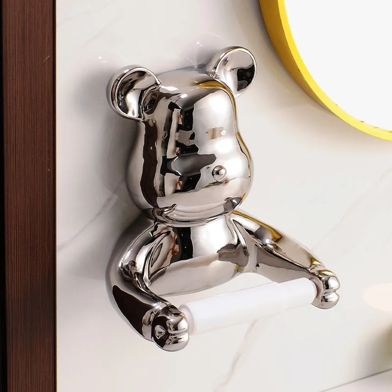 Toilet decorative tissue box, toilet waterproof wall-mounted shelf, household no-punching creative paper drawing and rolling