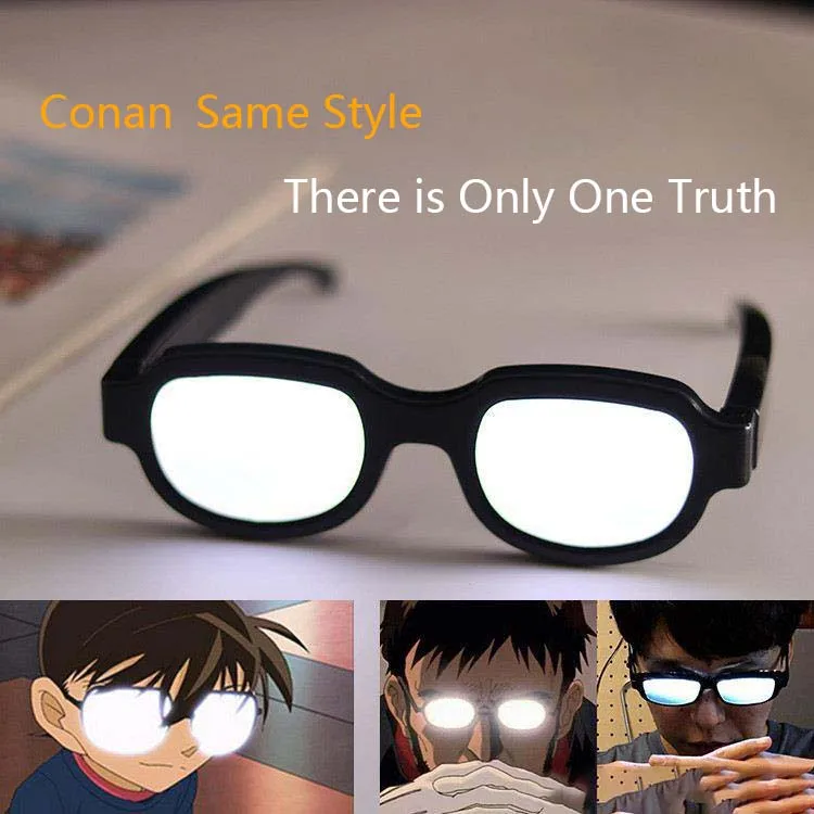 Japan Anime LED Light Luminous Glasses Eyewear Cosplay Carnaval Party Prop KTV Bar Sunglasses Detective Conan