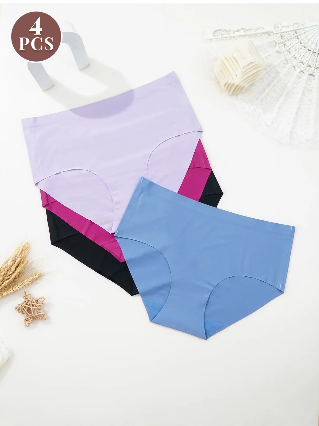 4 Pack Breathable Bikini Briefs Set, Comfortable Panties Daily Wear, Women's Underwear & Lingerie