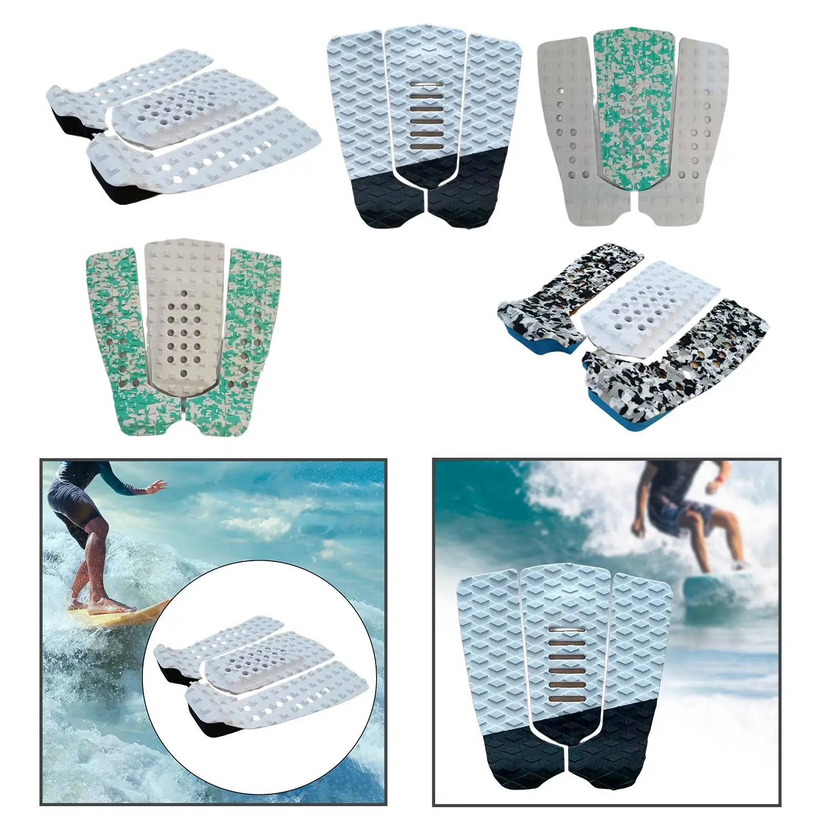 Tapis de Traction Antidérapant pour Planche de Surf, Accessoire de dehors Aquatique, 3 Pièces