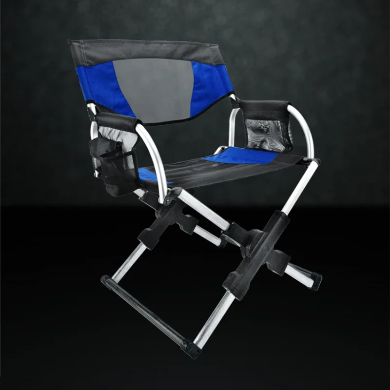Sidebag Director Chair Outdoor Fishing Portable Folding Aluminum Alloy Beach Outdoor Chair Outdoor Furniture  Recliner Chair