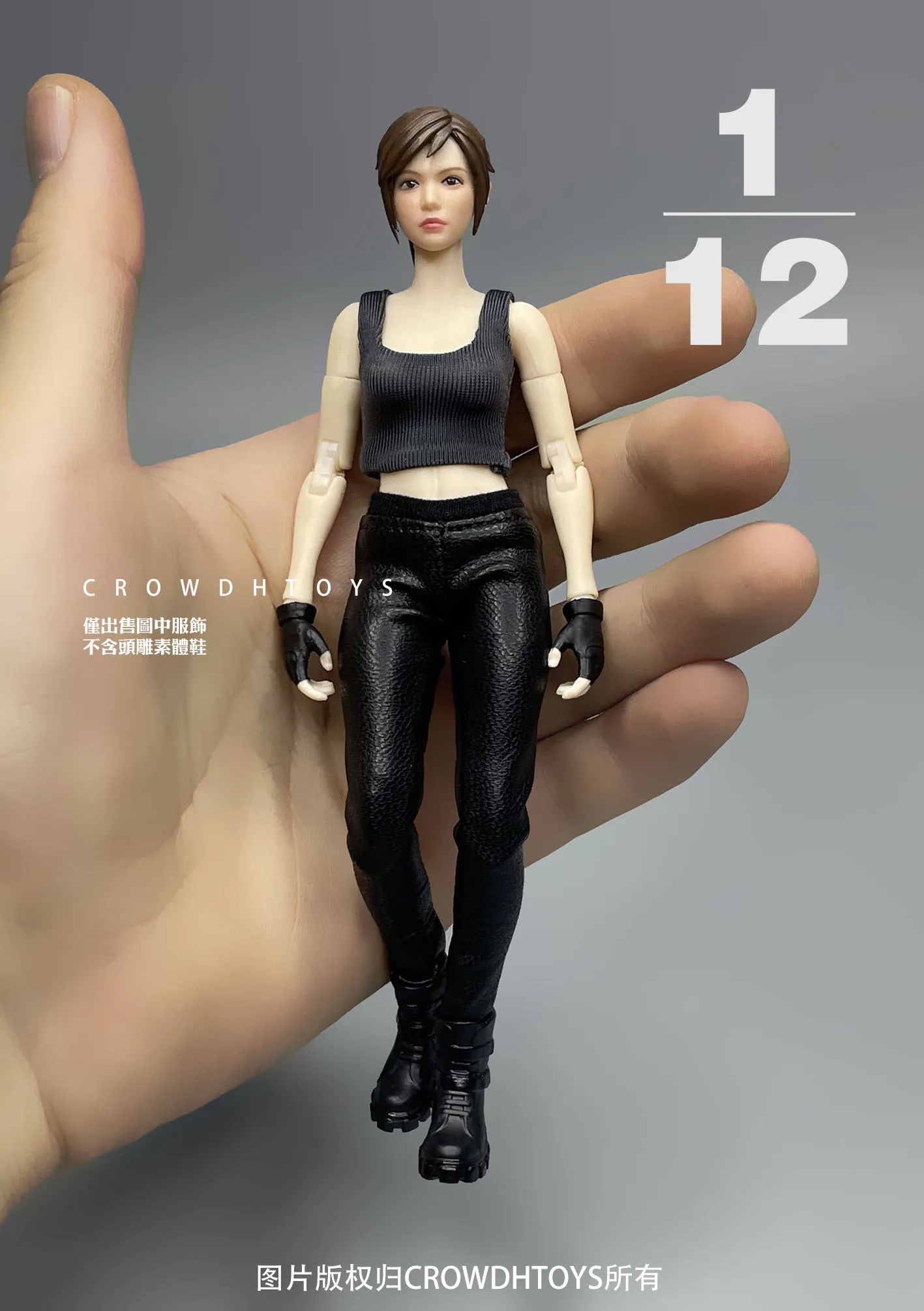 1/12 scale female soldier dolls clothes trend dark source leather pants fit 6'' action figure body model