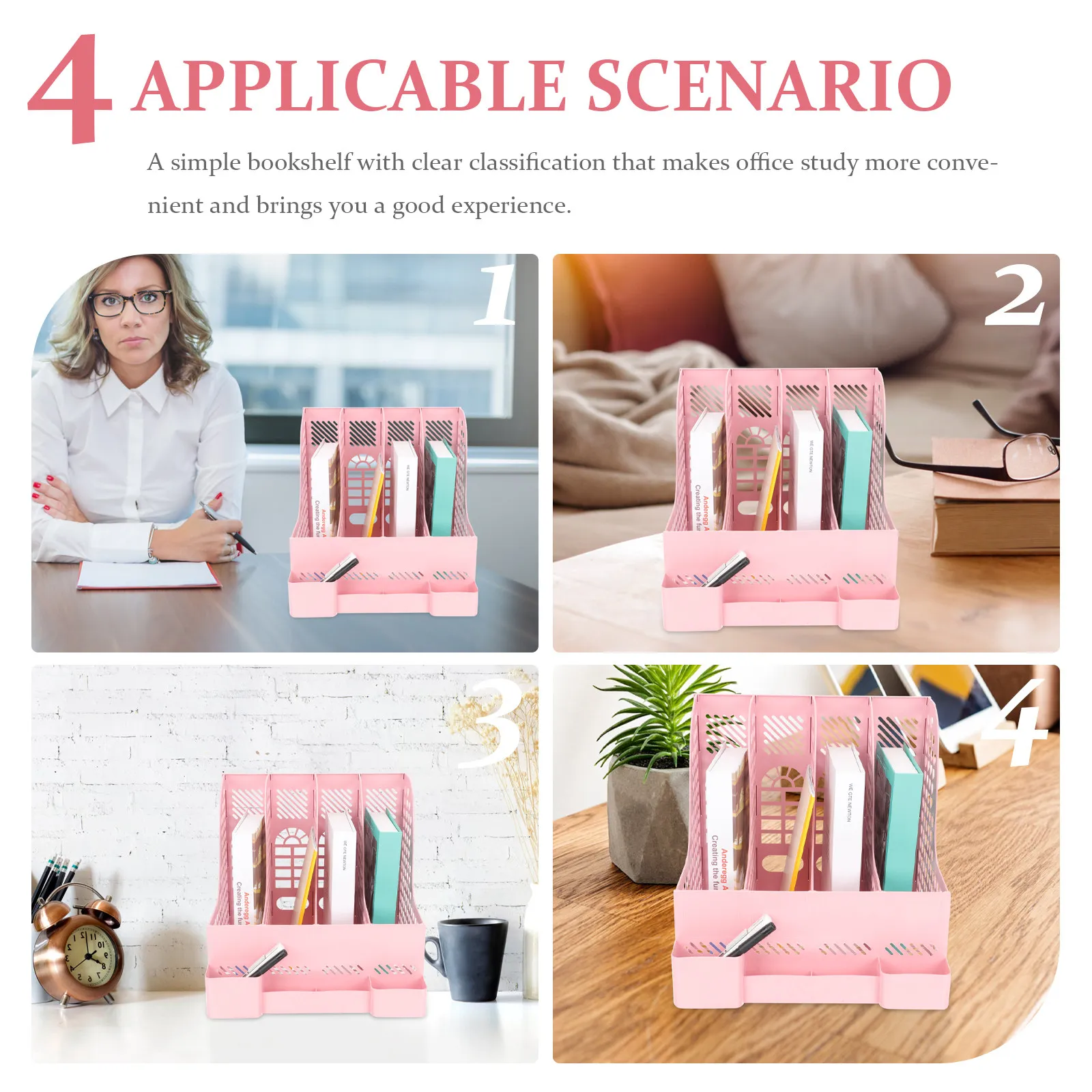 

Household File Organizer High-Class Plastic Multi-Function File Rack for Office Study Desktop Book Magazine Storage Holder