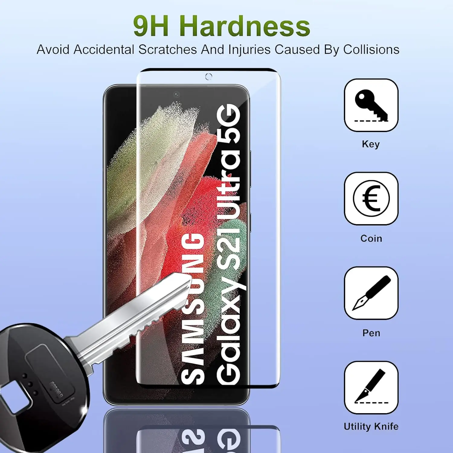 2/4Pcs HD Screen Protector For Samsung Galaxy S21 Ultra 5G,9H Curved Four Sides Glue Tempered Glass